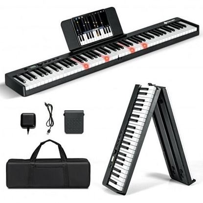 Picture of 88-Key Folding Semi Weighted Full Size Lighted Piano Keyboard-Black