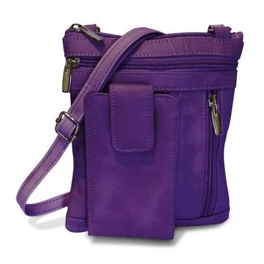 Picture of On The Go AFONiE Genuine Leather Messenger Bag-Purple Color