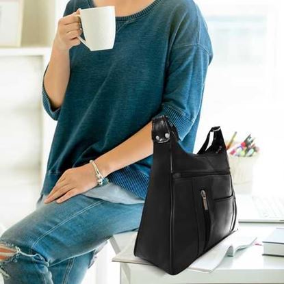 Picture of Leather Sleek Multi Pockets Shouler Handbag-Assort Colors