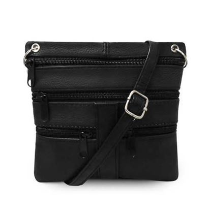 Picture of Multi Pockets Leather Messenger Bag-Black Color