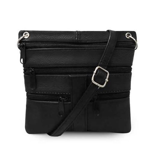 Picture of Multi Pockets Leather Messenger Bag-Black Color