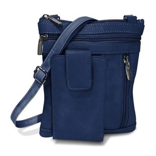 Picture of On The Go AFONiE Genuine Leather Messenger Bag-Navy Blue Color