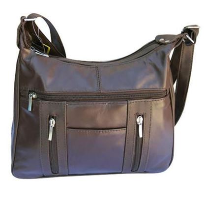 Picture of Leather Sleek Multi Pockets Shouler Handbag-Brown Color