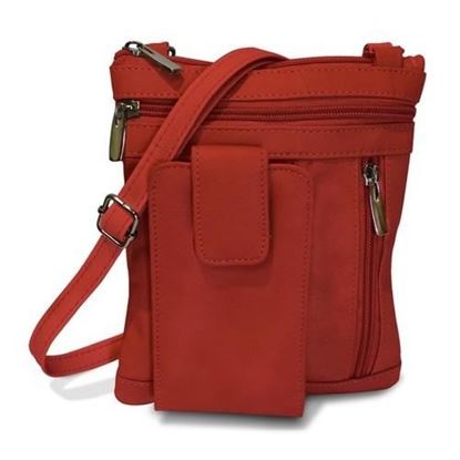 Picture of On The Go AFONiE Genuine Leather Messenger Bag-Red Color