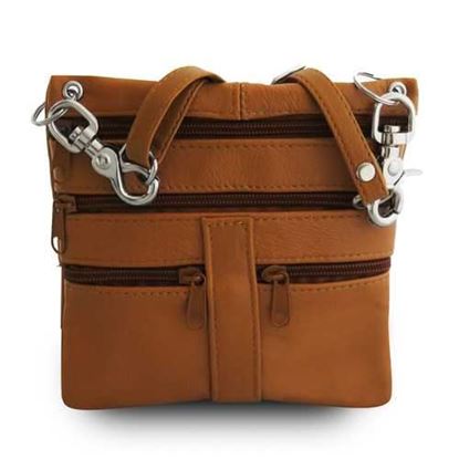 Picture of Multi Pockets Leather Messenger Bag-Tan Color