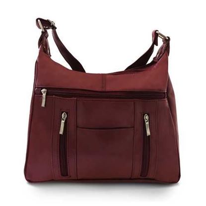 Picture of Leather Sleek Multi Pockets Shouler Handbag-Wine Color