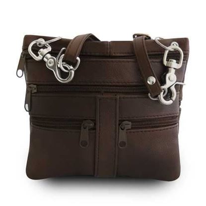 Picture of Multi Pockets Leather Messenger Bag- Brown Color