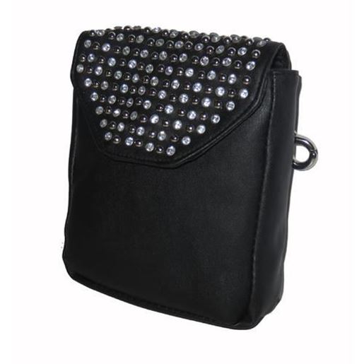 Picture of Black Leather Studded Clip Pouch w/Detachable Strap