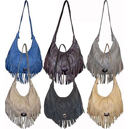 Picture of Large Soft Leather Hobo With Fringe