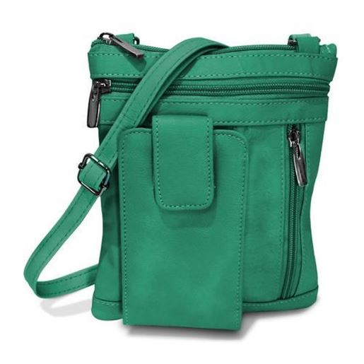 Picture of On The Go AFONiE Genuine Leather Messenger Bag- Green Color