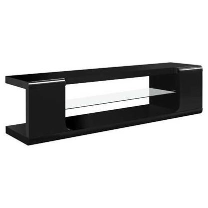 Picture of 15.75" x 59" x 15.75" Black Clear Hollow Core Tempered Glass TV Stand