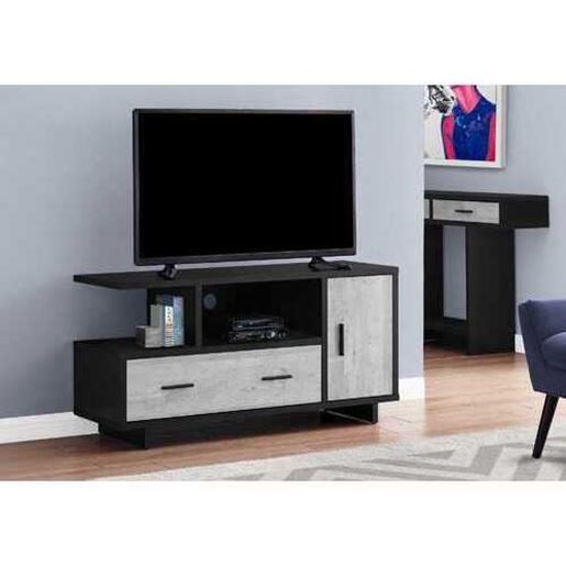 Picture of 23.75" Black and Grey Particle Board Laminate and MDF TV Stand with Storage