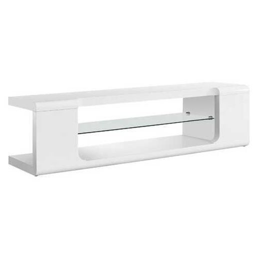 Picture of 15.75" x 59" x 15.75" White Clear Hollow Core Tempered Glass TV Stand