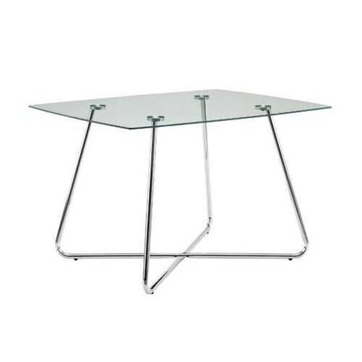 Picture of 31" Chrome Metal and Clear Tempered Glass Dining Table