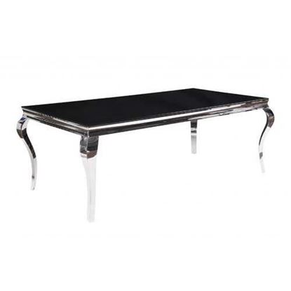 Picture of 40" X 80" X 30" Stainless Steel Black Glass  Dining Table