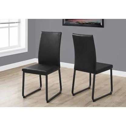 Picture of Two 38" Black Faux Leather and Metal Dining Chairs