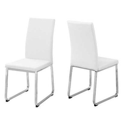 Picture of 39.5" x 34" x 76" White Foam Metal Leather Look Dining Chairs 2pcs