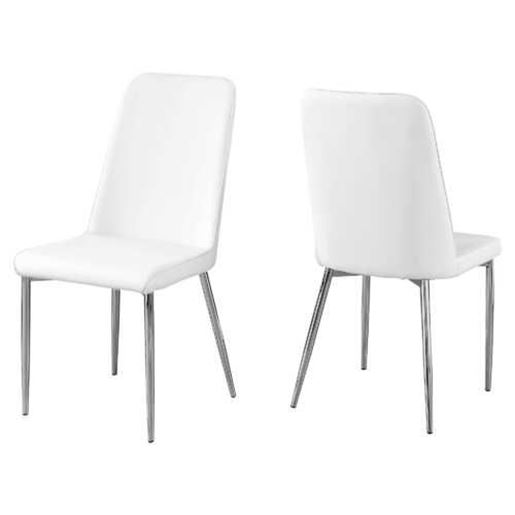 Picture of 33" x 36" x 74" White Foam Metal Leather Look  Dining Chairs 2pcs