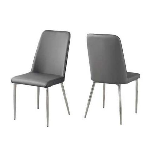 Picture of 33" x 36" x 74" Grey Foam Metal Leather Look  Dining Chairs 2pcs