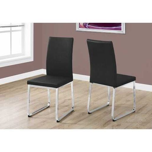 Picture of Two 39.5" Leather Look Foam and Chrome Metal Dining Chairs