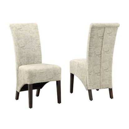 Picture of 46" x 38" x 81" Beige Cappuccino Foam Particle Board Solid Wood Linen  Dining Chairs 2pcs