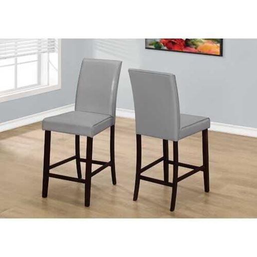 Picture of Set of Two Grey Faux Leather Counter Height Dining Chairs