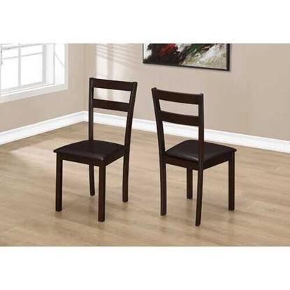 Picture of 38" x 33.5" x 70.5" Cappuccino  Solid Wood  Foam  Veneer  LeatherLook  Dining Chair 2pcs