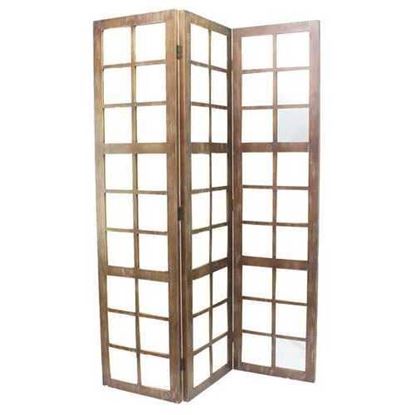 Picture of 1" x 63" x 84" Brown Wood Mirror  Screen