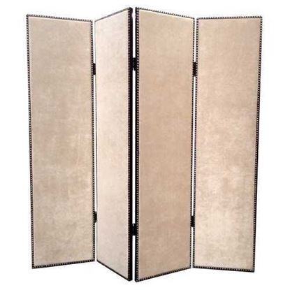 Picture of 1" x 84" x 84" Beige Wood & Fabric Chateau  Screen