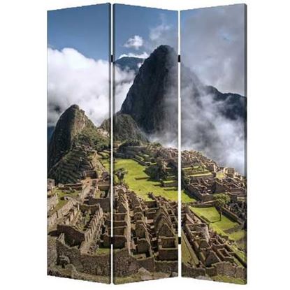 Image de 1" x 48" x 72" Multi Color Wood Canvas Machu Picchu  Screen