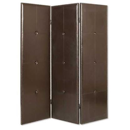 Picture of 1" x 60" x 72" Brown Faux Leather  Screen