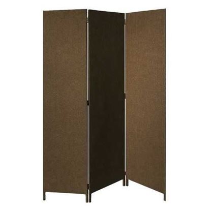 Picture of Brown Upholstered 3 Panel Room Divider Screen