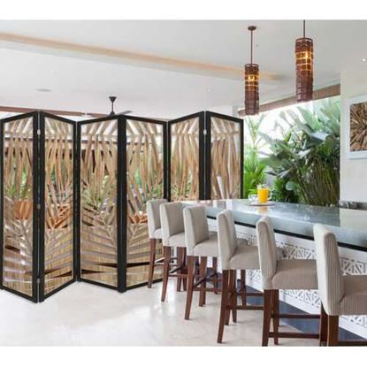 图片 3 Panel Room Divider with Tropical Leaf Design