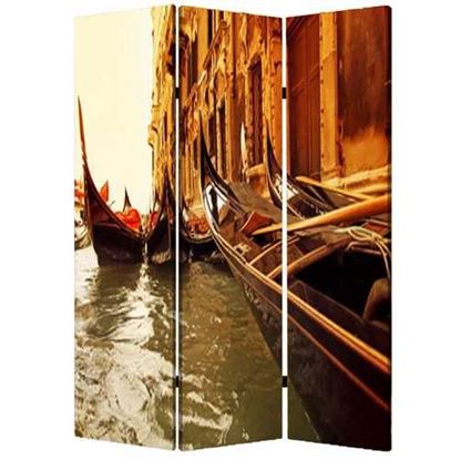 Image de 1" x 48" x 72" Multi Color Wood Canvas Venice  Screen