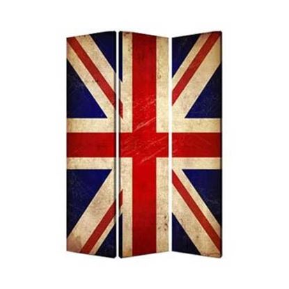 Picture of 1" x 48" x 72" Multi Color Wood Canvas Union Jack  Screen