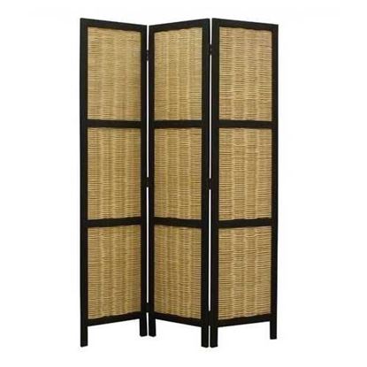 Picture of Dark Brown and Natural Willow 3 Panel Room Divider Screen