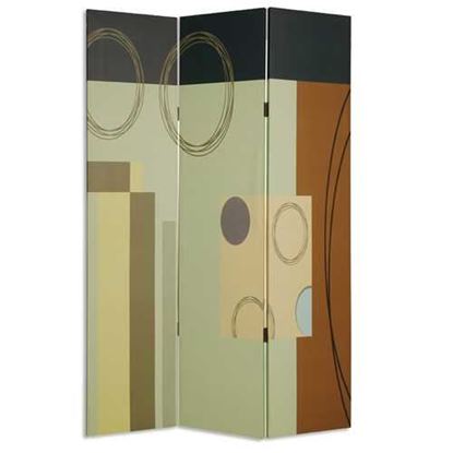 Image de 1" x 48" x 72" Multi Color Wood Canvas 3 Panel Screen