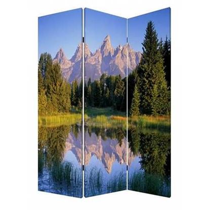 Изображение 1" x 48" x 72" Multi Color Wood Canvas Mountain Peaks  Screen