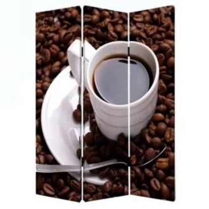 Image de 1" x 48" x 72" Multi Color Wood Canvas Coffee Time  Screen