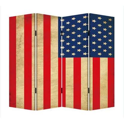 Picture of 1" x 84" x 84" Multi Color Wood Canvas American Flag  Screen