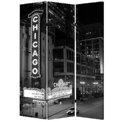 Picture of 1" x 48" x 72" Multi Color Wood Canvas Chicago  Screen