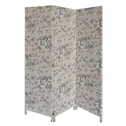 Picture of 3 Panel Beige and Black Soft Fabric Finish Room Divider