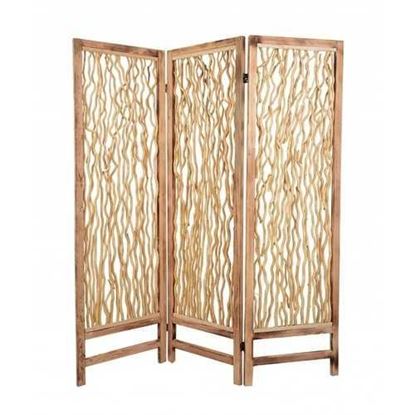Изображение 1" x 60" x 69" Brown 3 Panel Wood foldable  Screen