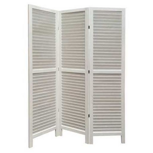 Picture of White Finish Wood Shutter 3 Panel Room Divider Screen