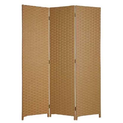 Picture of 1" x 54" x 72" Light Brown Wood  3 Panel Screen