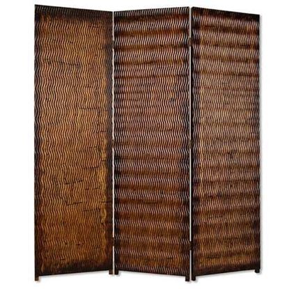 Picture of 1" x 63" x 72" Brown Wood 3 Panel  Screen