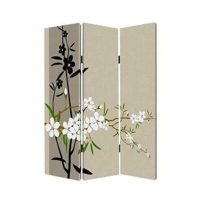 Picture of 1" x 48" x 72" Multi Color Wood Canvas Plum Blossom  Screen