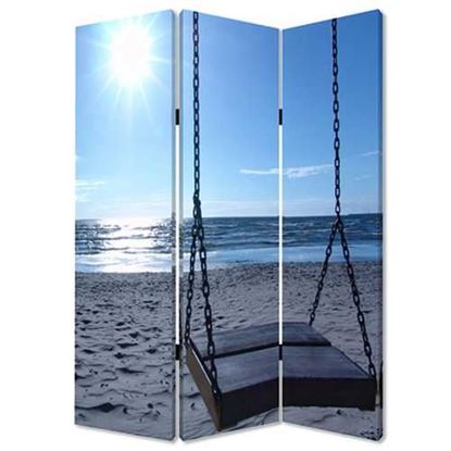 Picture of 1" x 48" x 72" Multi Color Wood Canvas Seaside Serenity  Screen
