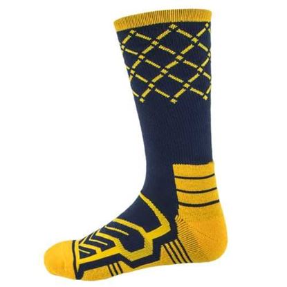 Picture of Large Basketball Compression Socks, Navy/Yellow