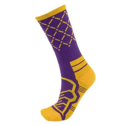 Picture of Medium Basketball Compression Socks, Purple/Yellow